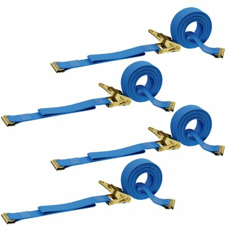 DC CARGO 2in X 20' E-Track Ratchet Strap Tie Down, Blue, 4PK 220RSEF-4